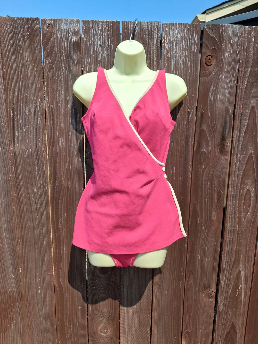 Women’s Vintage Bathing Suit with Cream Trim